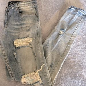 Se’renede Mens Ripped Blue Jeans